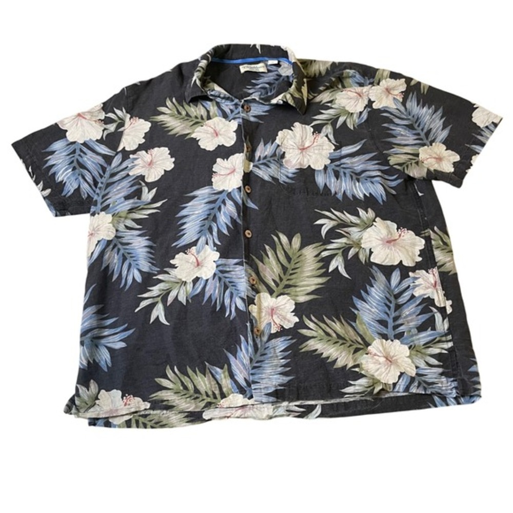 Caribbean Pure Silk Hawaiian Shirt Mens XL Floral Tropical Button Up Camp‎